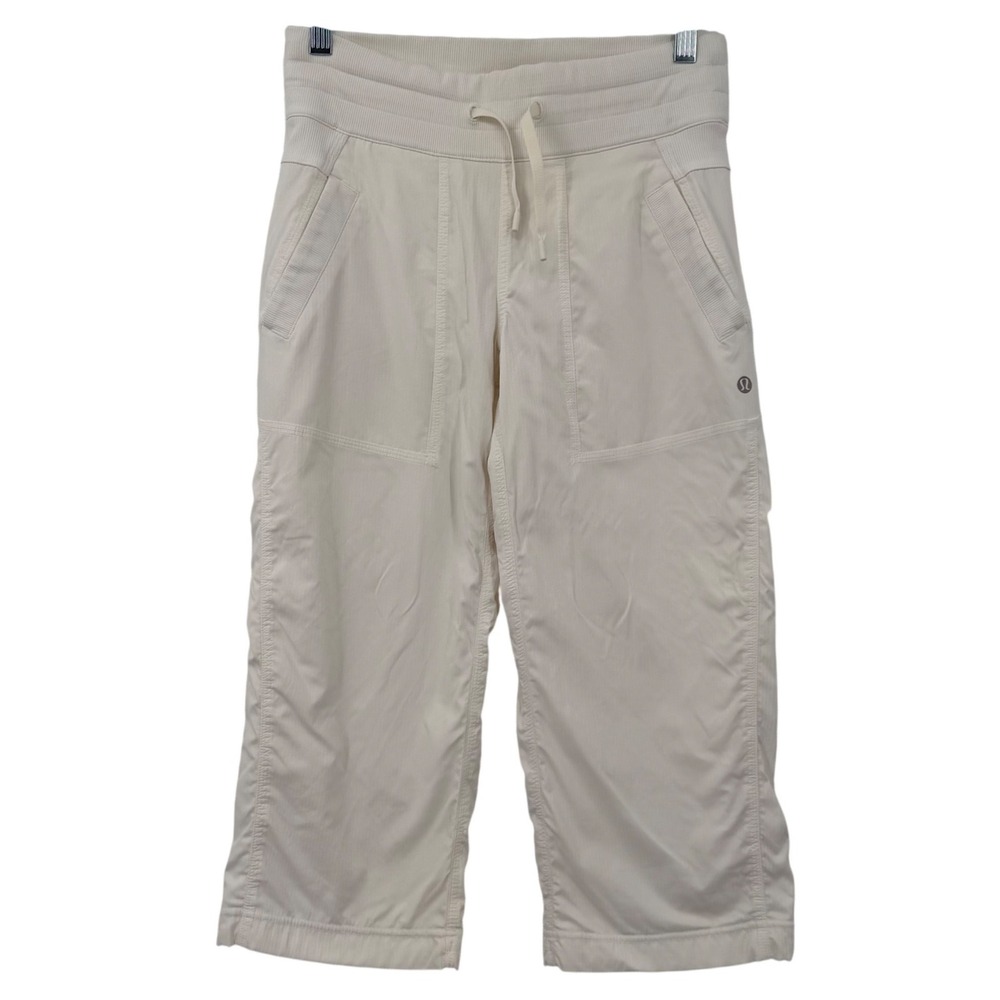 Lululemon Dance Studio Crop Lined Women Size 2 Cream Off-White Ruched LW6630S